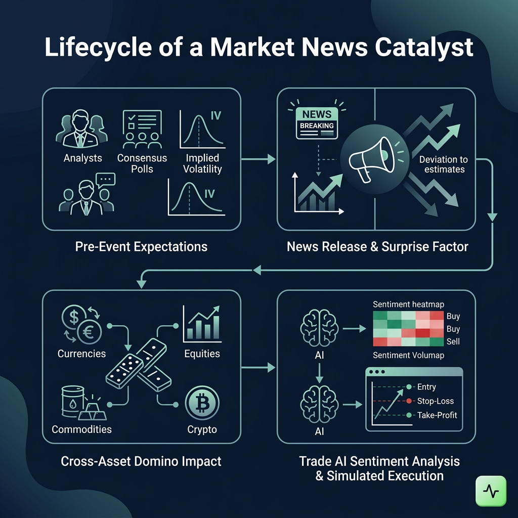Infographic explaining How News Moves Financial Markets: Understanding News Impact Across Assets