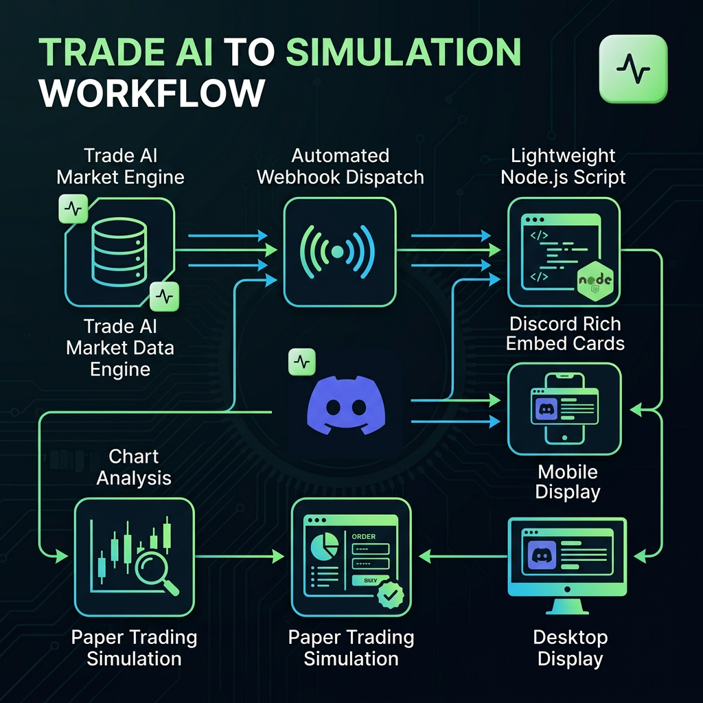 Infographic explaining Deploying a Discord Trade Alert Bot: Streaming AI Signals and Webhooks via Node.js